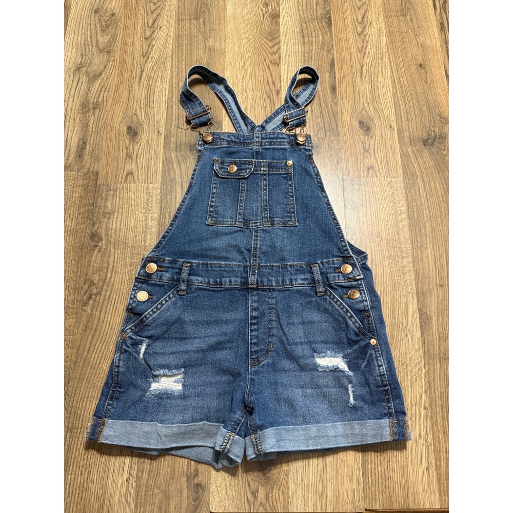 Jordiche Romper Girls Size 10-12 Blue Denim Kids Distressed Cuffed